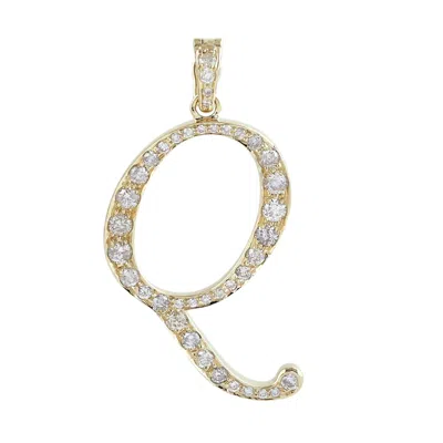 ARTISAN WOMEN'S GOLD / WHITE NATURAL DIAMOND "Q" INITIAL ALPHABET PENDANT IN YELLOW GOLD