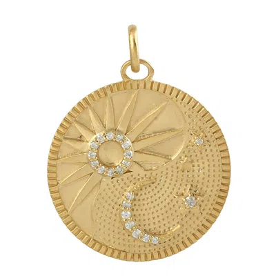 ARTISAN WOMEN'S GOLD / WHITE DESIGNER SUN, MOON & STAR DIAMOND PENDANT IN YELLOW GOLD