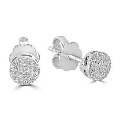 ARTISAN WOMEN'S HALO DIAMOND CLUSTER STUD EARRINGS IN 18K WHITE GOLD