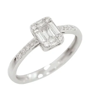 ARTISAN WOMEN'S 18K WHITE GOLD SQUARE RING WITH BAGUETTE DIAMONDS