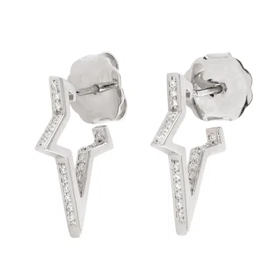 ARTISAN WOMEN'S STATEMENT HALF STAR DIAMOND EARRINGS IN 18K WHITE GOLD