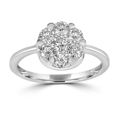 ARTISAN WOMEN'S NATURAL DIAMOND HANDMADE RING IN WHITE GOLD