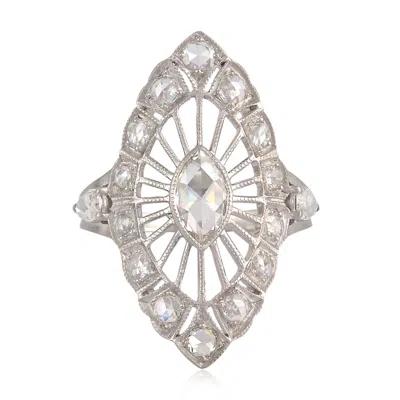 ARTISAN WOMEN'S LUXURY ROSE-CUT DIAMOND MARQUISE RING IN 18K WHITE GOLD