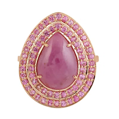 ARTISAN WOMEN'S PEAR CUT PINK SAPPHIRE GEMSTONE COCKTAIL RING IN ROSE GOLD