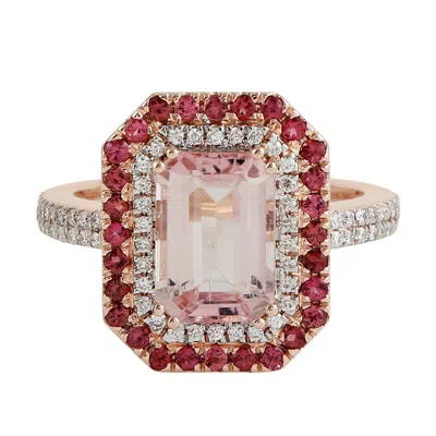 ARTISAN WOMEN'S ROSE GOLD / GOLD / WHITE TOURMALINE & DIAMOND COCKTAIL RING IN ROSE GOLD – FINE GEMSTONE JEW