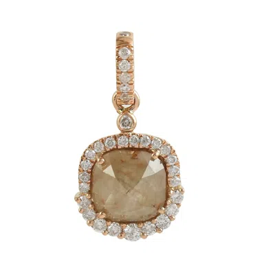 ARTISAN WOMEN'S ROSE GOLD / BROWN / WHITE 18K ROSE GOLD DESIGNER ICE DIAMOND CHARM PENDANT