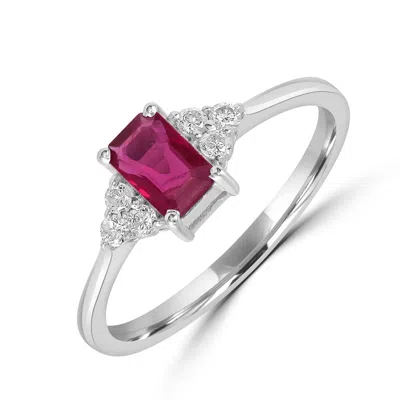 ARTISAN WOMEN'S YELLOW / WHITE LUXURY GEMSTONE RING – RUBY & DIAMOND IN WHITE GOLD