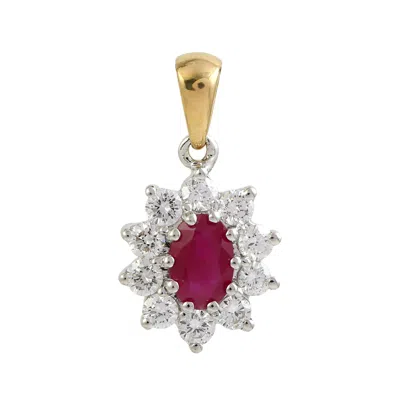 ARTISAN WOMEN'S YELLOW / WHITE / RED LUXURY TWO-TONE GOLD PENDANT WITH RUBY & DIAMONDS