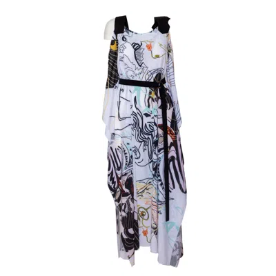 ARTISTA WOMEN'S WHITE IRIS PRINTED DRESS