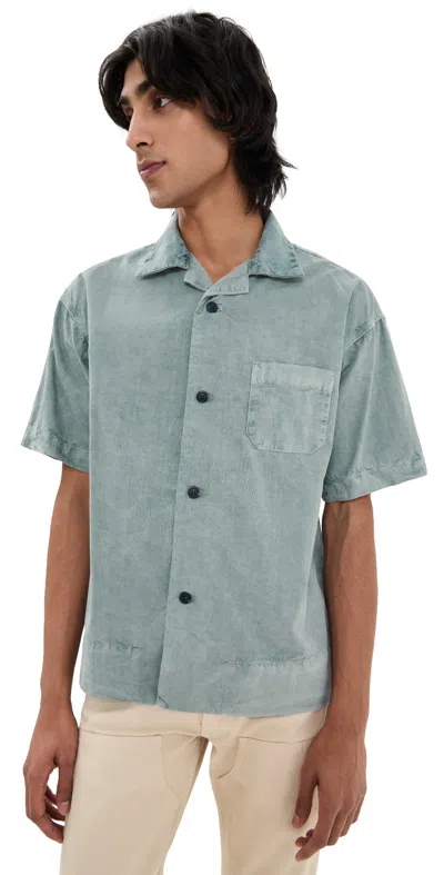 ASHER COTTON POPLIN CAMP SHIRT OCEAN
