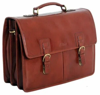 ASHWOOD LEATHER ASHWOOD LEATHER MENS CHELSEA VEG TAN GARETH HEAVY DUTY BRIEFCASE - CHESTNUT