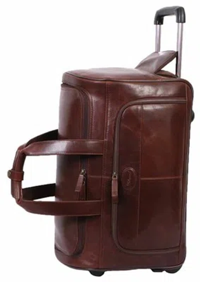 ASHWOOD LEATHER ASHWOOD LEATHER MENS LARGE WHEELED WEEKEND HOLDALL - BROWN
