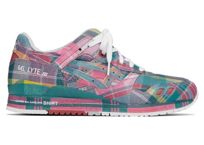 ASICS MEN'S ASICS GELLYTE III '07 REMASTERED COMME DES GARÇONS SHIRT PLAID SNEAKERS IN PINK
