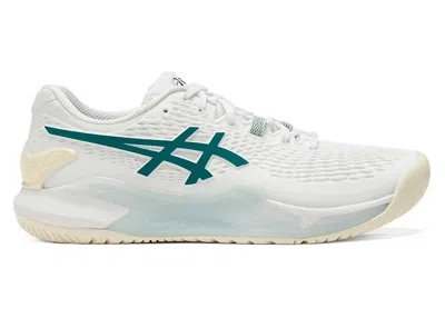 ASICS MEN'S ASICS GELRESOLUTION 9 SNEAKERS IN WHITE/PITCH GREEN