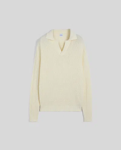 ASPESI POLO IN FILATO DI MISTO COTONE E CANAPA - BIANCO