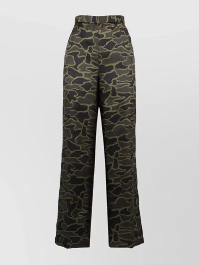 ASPESI SILK TROUSERS WITH CAMOUFLAGE PRINT AND WIDE LEG