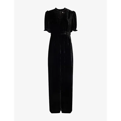 ASPIGA WOMENS BLACK TALLULAH PUFFED-SHORT-SLEEVES WIDE-LEG WOVEN-BLEND JUMPSUIT XS