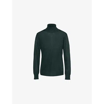 ASPIGA WOMENS GREEN TURTLENECK METALLIC-WEAVE WOVEN-BLEND TOP XS