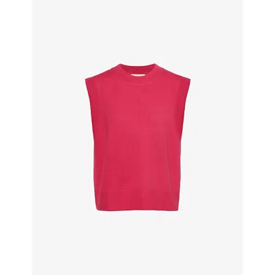 ASPIGA WOMENS PINK SLEEVELESS ROUND-NECK WOOL TOP