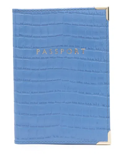 ASPINAL OF LONDON CROCODILE-EMBOSSED PASSPORT COVER