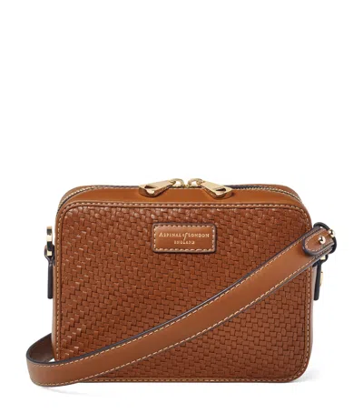 ASPINAL OF LONDON LEATHER WOVEN CAMERA BAG