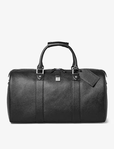 ASPINAL OF LONDON MENS BLACK BOSTON GRAINED-LEATHER DUFFLE BAG
