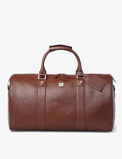 ASPINAL OF LONDON MENS TOBACCO BOSTON GRAINED-LEATHER DUFFLE BAG