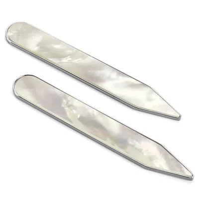 ASPINAL OF LONDON MOTHER OF PEARL & STERLING SILVER PLATED COLLAR STIFFENERS