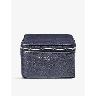 ASPINAL OF LONDON NAVY LOGO-PRINT GRAINED-LEATHER WATCH AND RING BOX