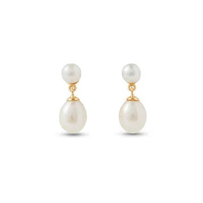 ASPINAL OF LONDON PEARL DROPPER EARRINGS IN 18CT YELLOW GOLD