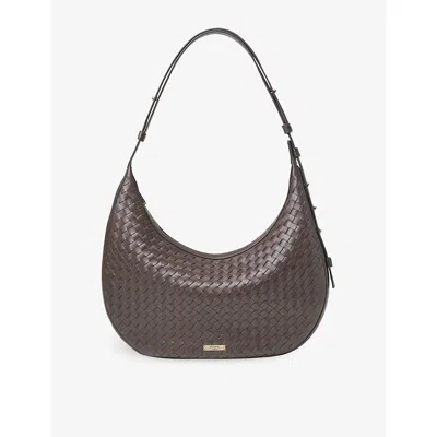 ASPINAL OF LONDON WOMENS CHOCOLATE HUDSON CRESCENT LEATHER CROSS-BODY BAG