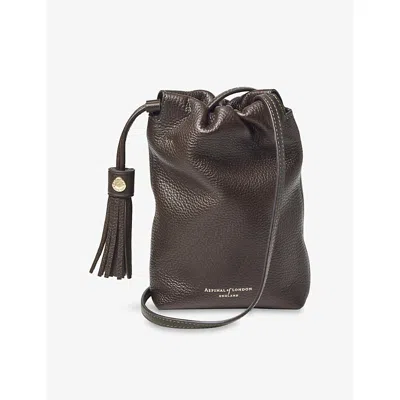 ASPINAL OF LONDON WOMENS DARKBROWN HUDSON LEATHER CROSS-BODY BAG