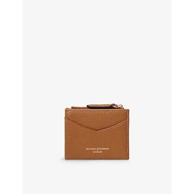 ASPINAL OF LONDON WOMENS TAN HUDSON LOGO-PRINT LEATHER COIN PURSE