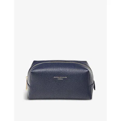 ASPINAL OF LONDON WOMENS NAVY LONDON MEDIUM GRAINED-LEATHER CASE