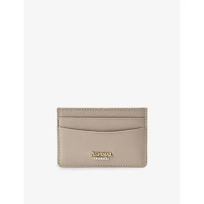 ASPINAL OF LONDON WOMENS TAUPE SLIM LEATHER CARD HOLDER
