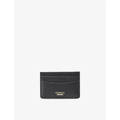 ASPINAL OF LONDON WOMENS BLACK SLIM SHIELD LEATHER CARD HOLDER