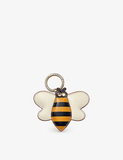 ASPINAL OF LONDON WOMENS BLACK BEE LOGO-EMBELLISHED LEATHER KEYRING