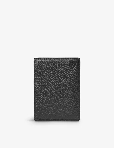 ASPINAL OF LONDON WOMENS BLACK DOUBLE FOLD LEATHER CARD HOLDER
