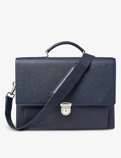 ASPINAL OF LONDON WOMENS NAVY CITY GRAINED-LEATHER MESSENGER BAG