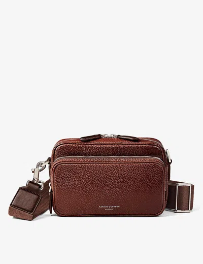 ASPINAL OF LONDON WOMENS REPORTER LOGO-EMBELLISHED LEATHER CROSS-BODY BAG