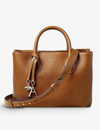 ASPINAL OF LONDON WOMENS TAN LONDON MEDIUM LEATHER TOTE BAG