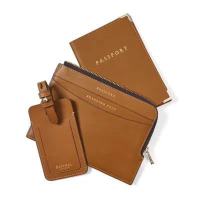 ASPINAL OF LONDON ZIPPED TRAVEL COLLECTION IN SMOOTH TAN