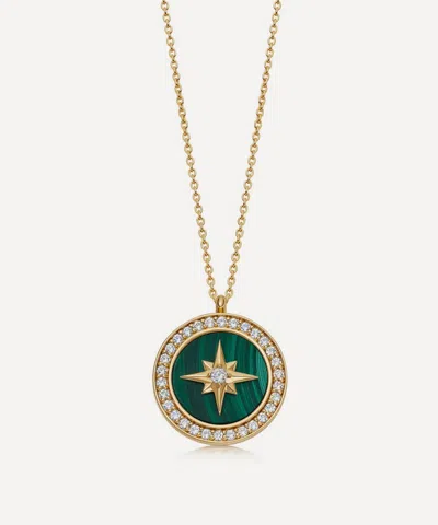 ASTLEY CLARKE ASTLEY CLARKE 18CT GOLD PLATED VERMEIL SILVER LARGE POLARIS MALACHITE LOCKET NECKLACE