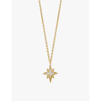 ASTLEY CLARKE WOMENS SOLID YELLOW GOLD NORTH STAR 14CT YELLOW-GOLD AND 0.035CT LAB-GROWN DIAMOND PENDANT NECKLAC