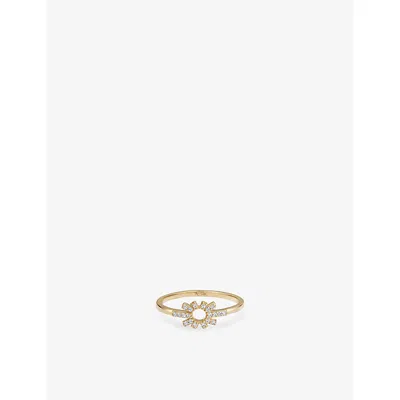ASTLEY CLARKE WOMENS MINI NOVA 14CT YELLOW-GOLD AND 0.01CT LAB-DIAMOND RING