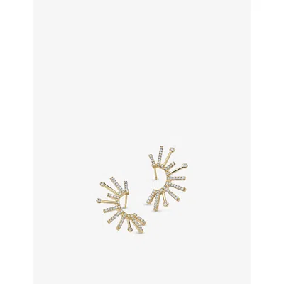ASTLEY CLARKE WOMENS NOVA TWIST 14CT YELLOW-GOLD AND 0.58CT LAB-DIAMOND STUD EARRINGS