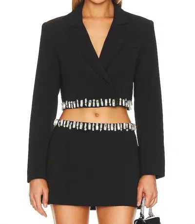 ASTR THE HAZEL RHEINSTONE TRIM CROPPED BLAZER IN BLACK