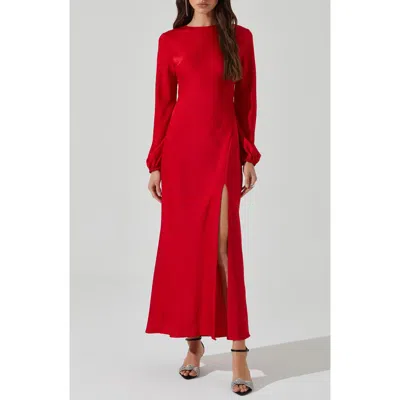 ASTR ASTR THE LABEL ELYSE LACE-UP BACK LONG SLEEVE MIDI DRESS