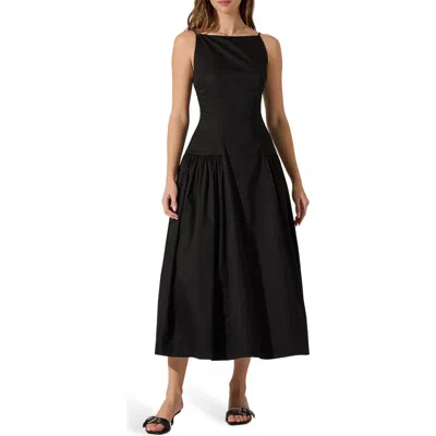 ASTR ASTR THE LABEL HIGH NECK OPEN BACK COTTON MIDI DRESS