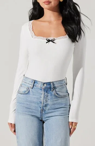 ASTR ASTR THE LABEL LACE BOW LONG SLEEVE TOP